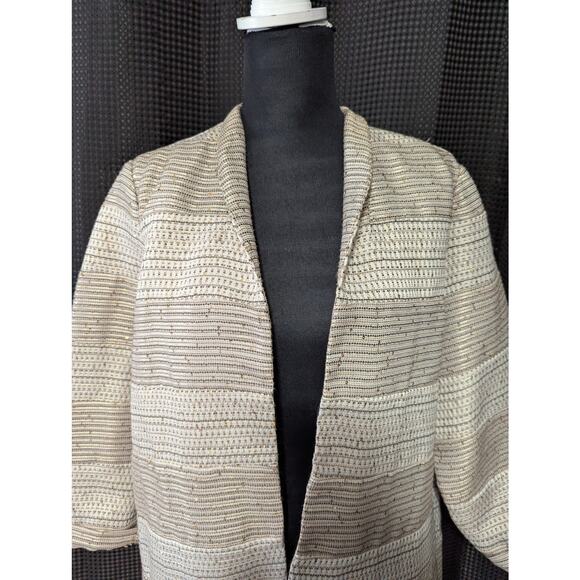 NWOT! CHICO'S! CREAM/TAN/TAUPE/GOLD MINI SEQUINS, LIGHTWEIGHT JACKET! SZ 10/12 - Picture 3 of 9